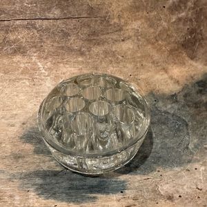 Vintage Floral Frog Clear Glass 13 Hole Flower Holder